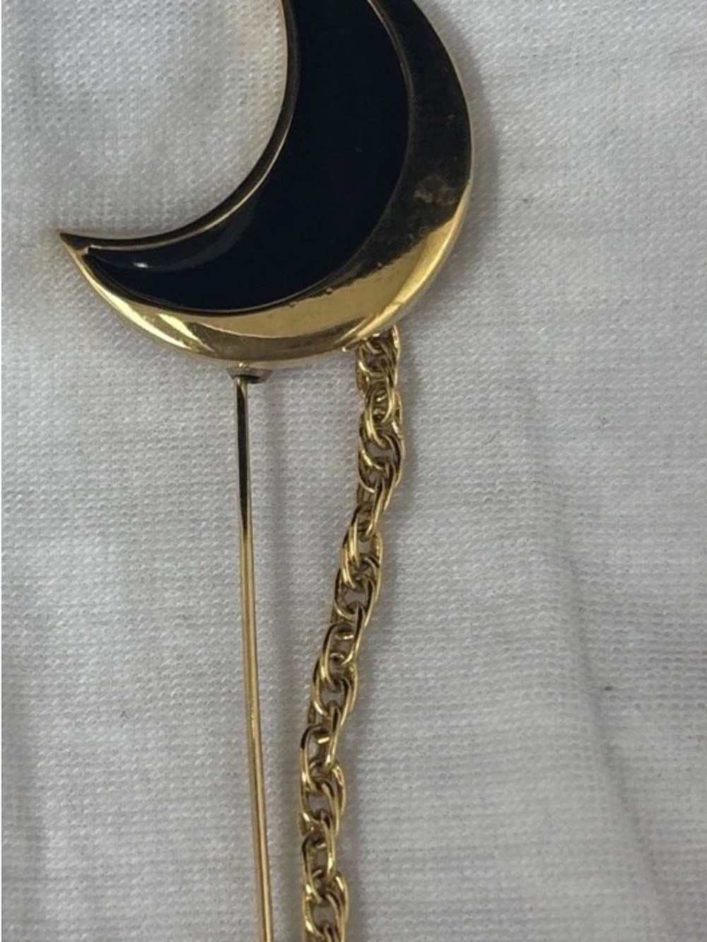 Givenchy Vintage 1980 Gold Tone Crescent Moon Pin Brooch 0310-04